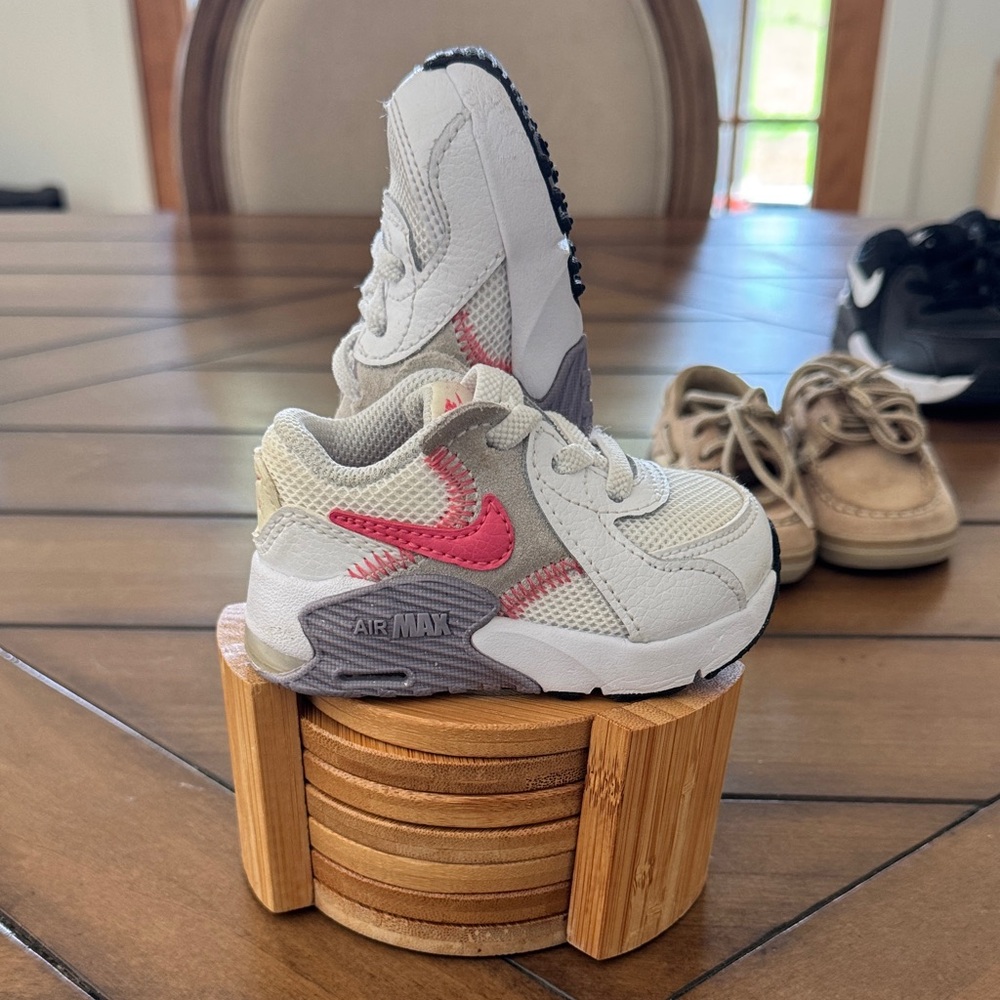 Nike Kids' Air Max Toddler Sneakers - White with Pink Swoosh